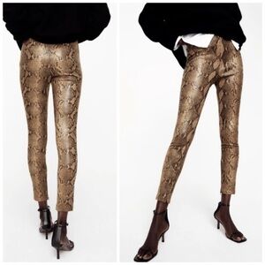 Zara Faux Leather Snake Skin High Rise Leggings Size S